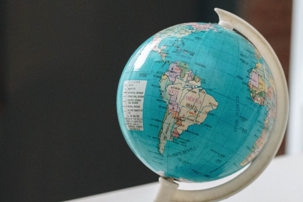 Private tuition in Central and South America: globe on a desk